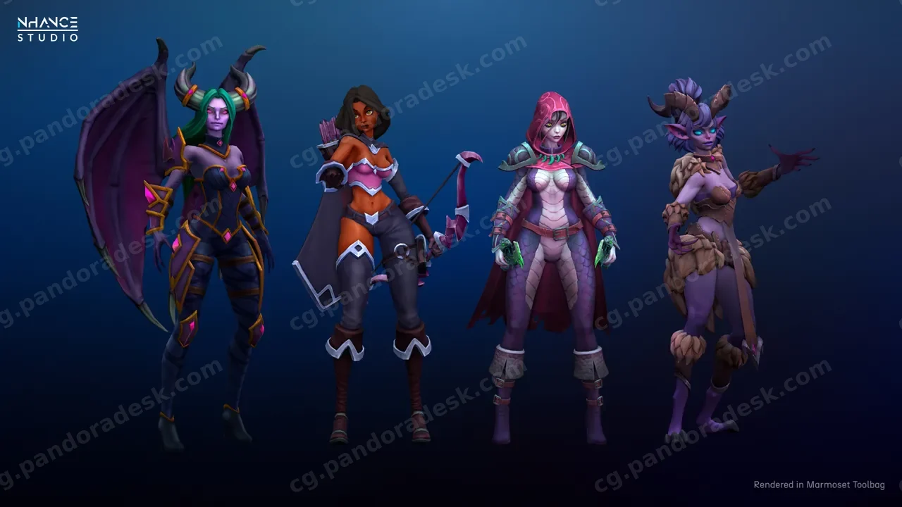风格化的幻想女孩 - Stylized Fantasy Girls NPC Pack #1