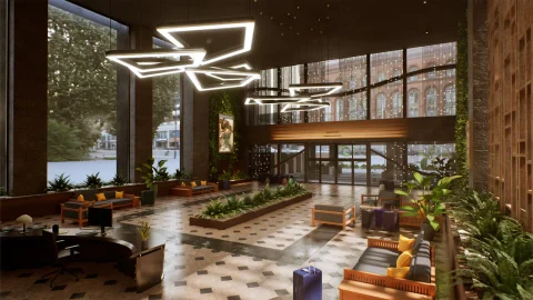 酒店大堂环境（汽车旅馆大堂休息区接待处）Hotel Lobby Environment