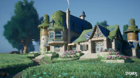 山坡上的城堡-Stylized Azure Hillside