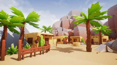风格化沙漠城镇-Lowpoly Style Desert Pack