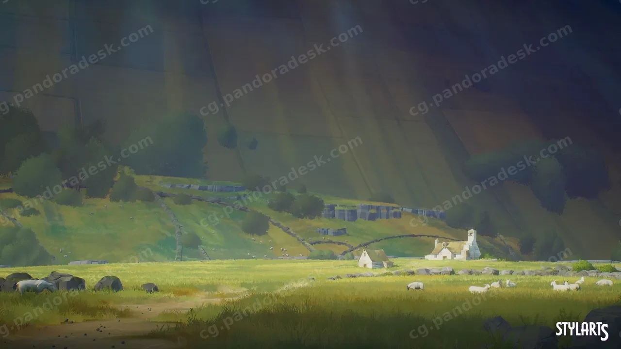 卡通风格郊外风格化乡村场景 Stylized Countryside