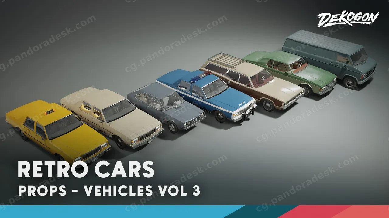 复古汽车车辆(低聚) - Vehicles VOL.3 - Retro Cars (Low Poly)