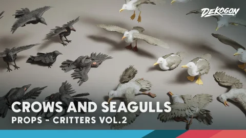 小动物包-乌鸦和海鸥 - Critters VOL.2 - Crows & Seagulls (Nanite and Low Poly w/Particle)