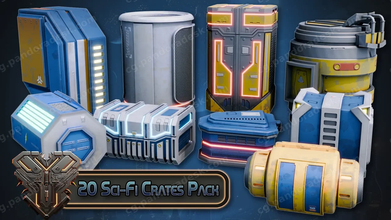 大型风格化科幻原型包 - Blender & Unreal Engine Massive Stylized Sci-Fi Crate Pack