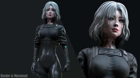 赛博朋克机械女孩人物角色 - Cyberpunk Girl 3