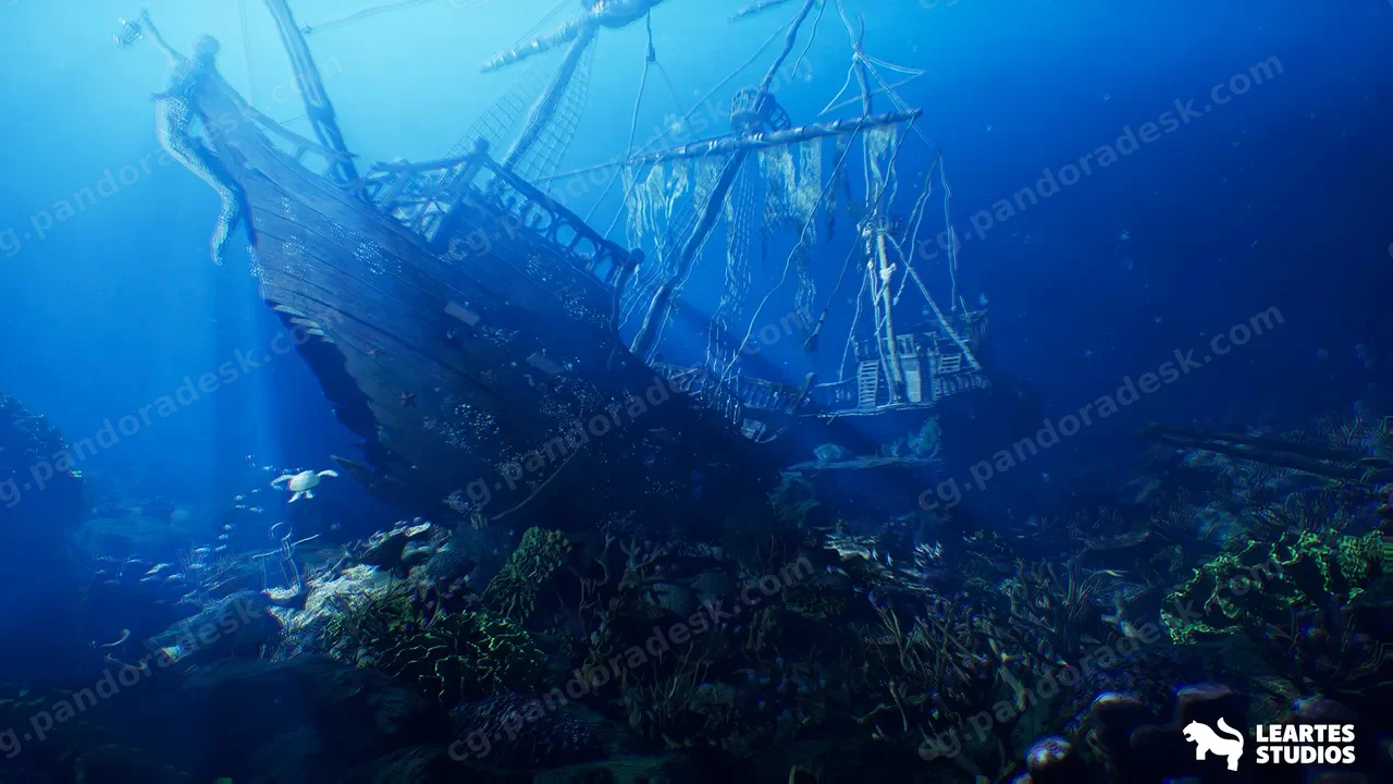 水下沉船环境 - Underwater Sunken Ship Environment ( Underwater Sunken Ship Ship Underwater )