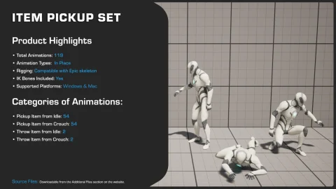 游戏物品拾取人物动作动画包 - Item Pickup Set