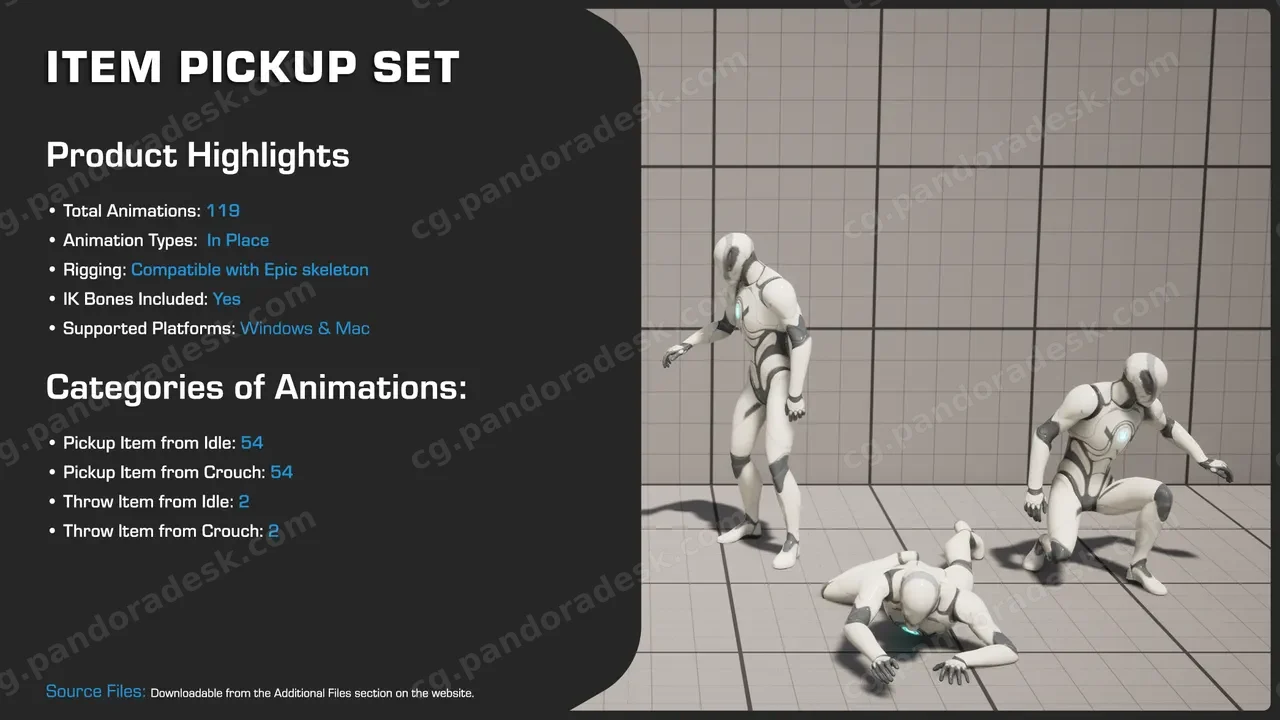 游戏物品拾取人物动作动画包 - Item Pickup Set
