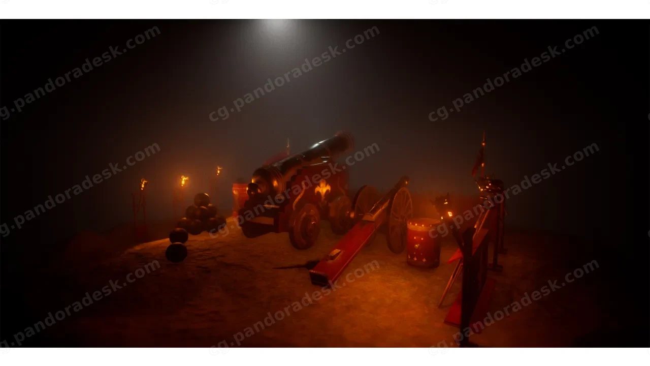 中世纪风格火炮组 - Stylized Medieval Cannon Crew Props