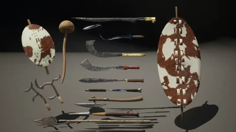 非洲武器匕首曲剑斧矛投掷武斧头 African Weapon Pack