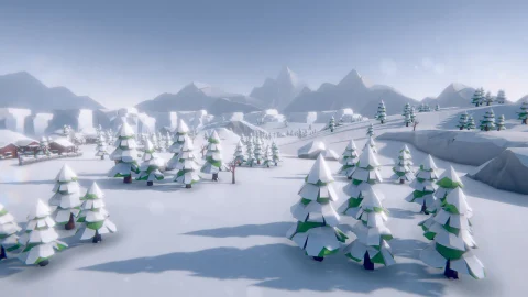 风格化冬季城镇-Lowpoly Style Winter Environment