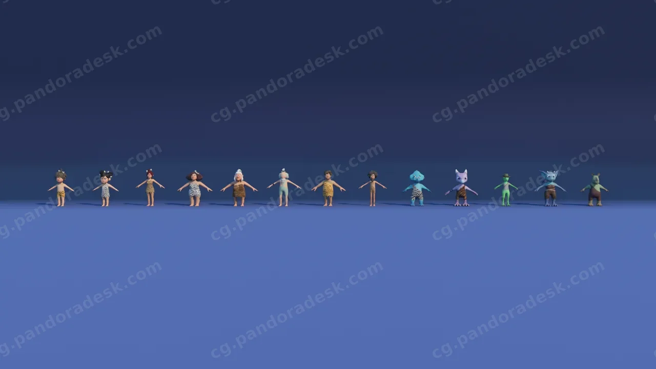 卡通石器时代人物橘色包-Stone Age Characters Pack