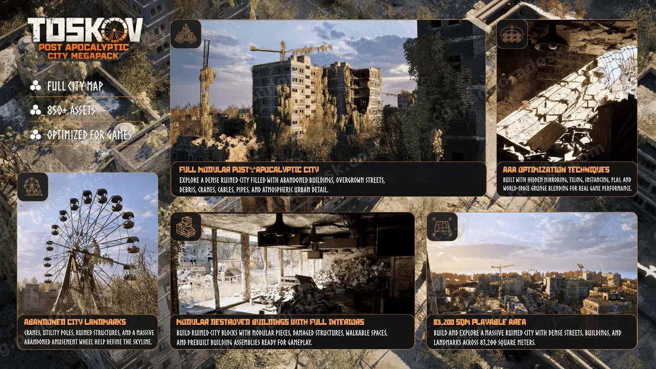 末日城市超级包 - Toskov: Post Apocalyptic City Megapack (Modular City, Post Apocalyptic City)