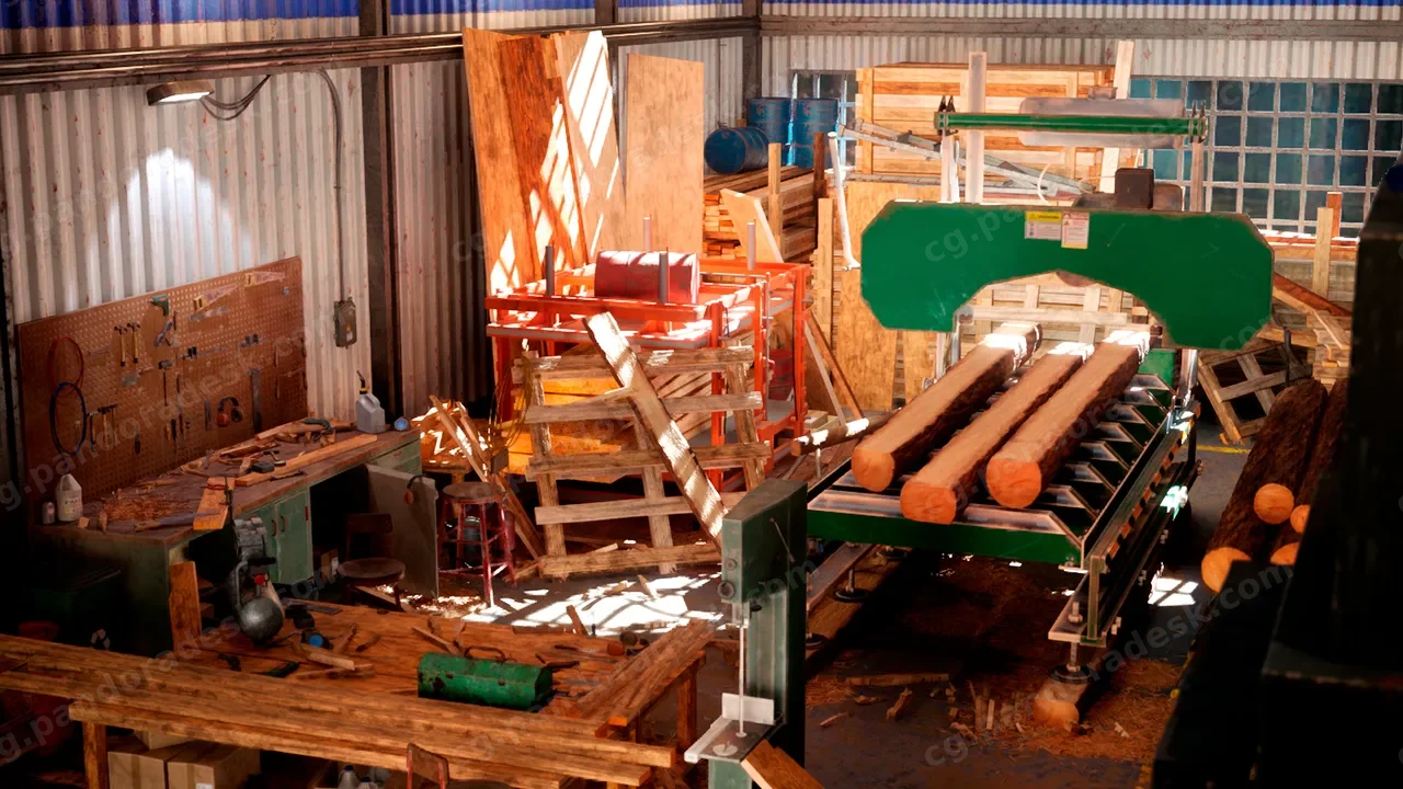 木工车间环境/木工工匠工艺室内木匠 - Woodworking Workshop Environment