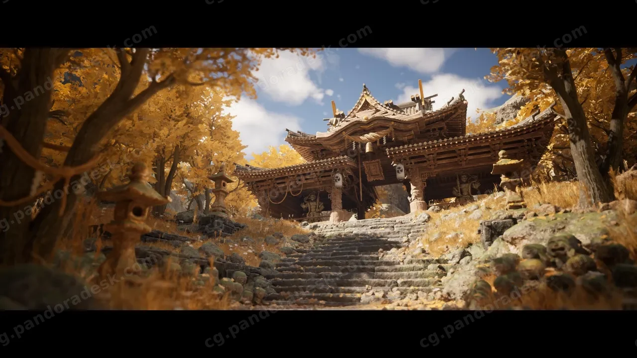 山庙(日本寺庙、古寺、神社、封建时期的日本)Mountain Temple (Japanese Temple, Ancient Temple, Temple Shrine, Feudal Japan)