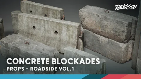 混泥土路障石块 - Roadside VOL.1 - Blockades (Nanite and Low Poly Versions)