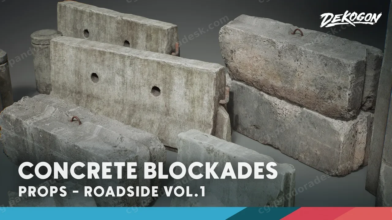 混泥土路障石块 - Roadside VOL.1 - Blockades (Nanite and Low Poly Versions)