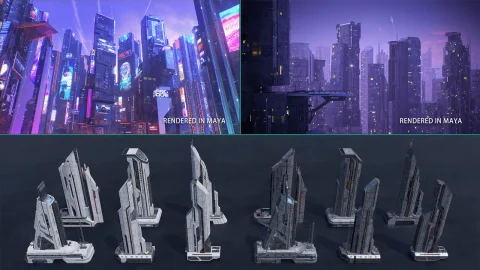 科幻赛博朋克未来派建筑 - Scifi Cyberpunk Futuristic building Bundle