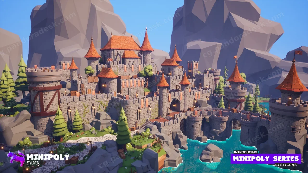 迷你多边形系列 - 神话城堡(风格化低多边形场景) - Minipoly Series - Mythic Castle ( Stylized Lowpoly Environment )