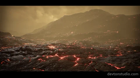 火山熔岩-Planet Venus Landscape