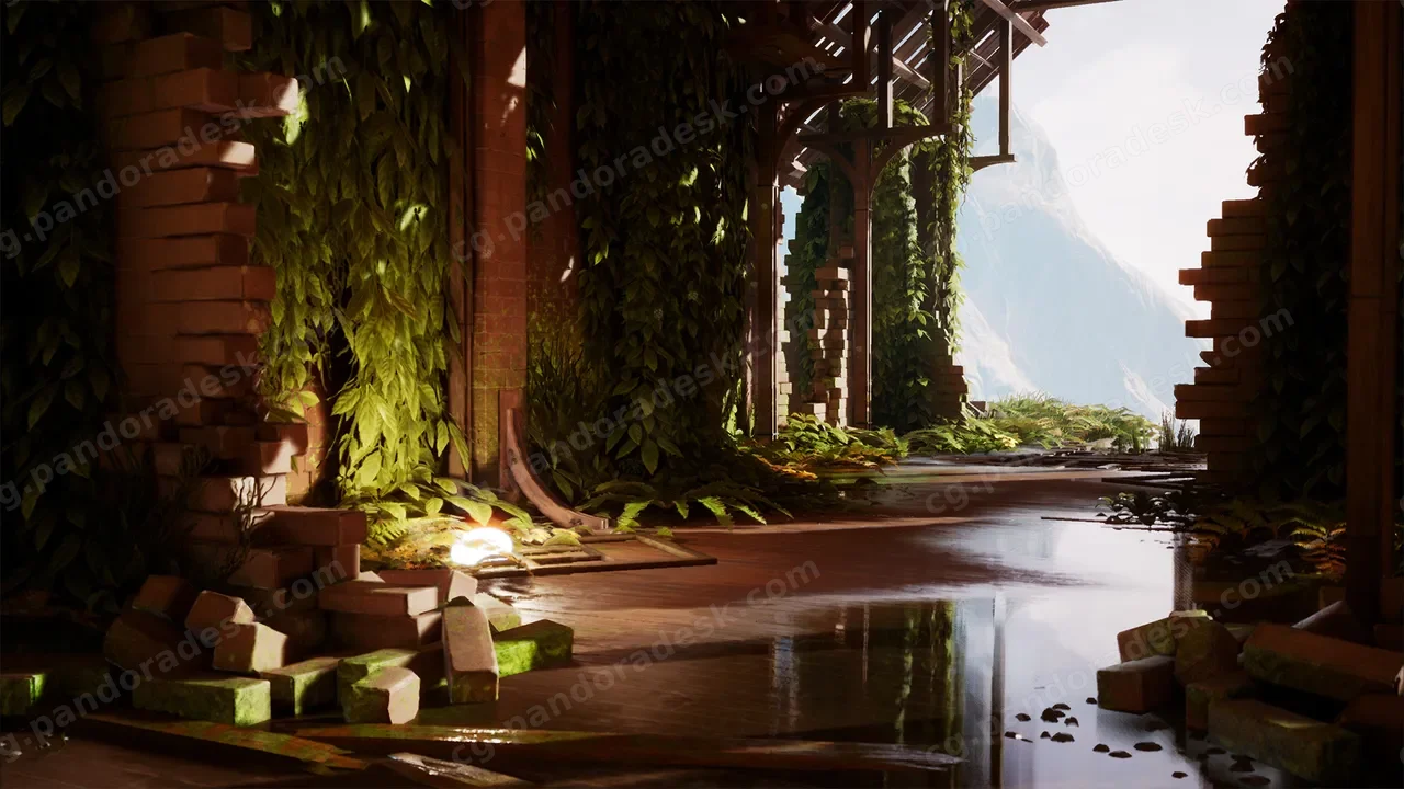杂草丛生的中世纪村庄建筑-Modular Overgrown Village Buildings