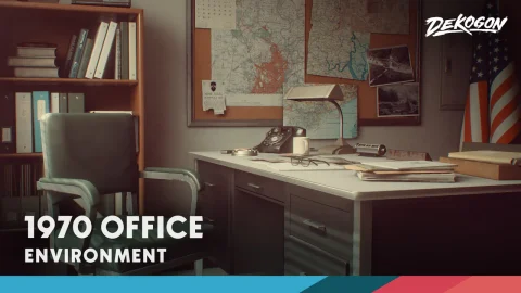 复古办公室内环境-Retro Office Environment