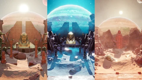 外星沙漠星球 - Alien Sandstorm Desert Planet - Egyptian Temple Ruins