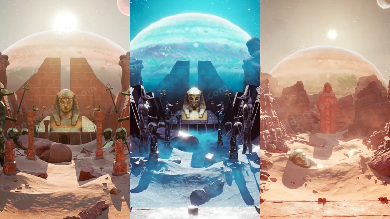 外星沙漠星球 - Alien Sandstorm Desert Planet - Egyptian Temple Ruins