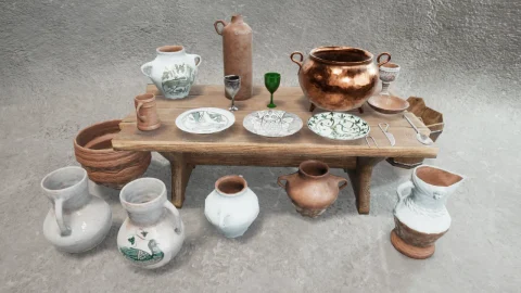 中世纪厨房餐具-Medieval Kitchen Tableware