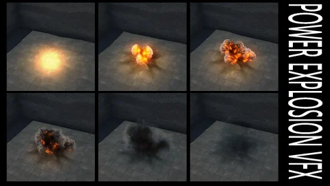能量爆炸视觉特效包 // 彩色爆炸 // 尘土与沙尘爆炸 Power Explosions VFX Pack