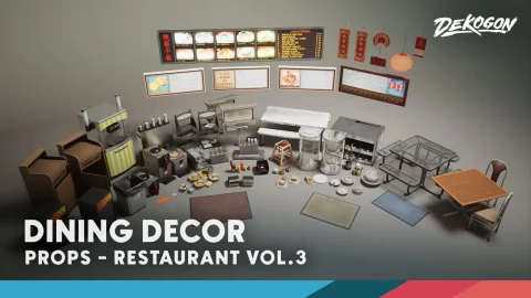 餐厅 第三卷 - 餐饮装饰 Restaurant VOL.3 - Dining Decor (Nanite and Low Poly)