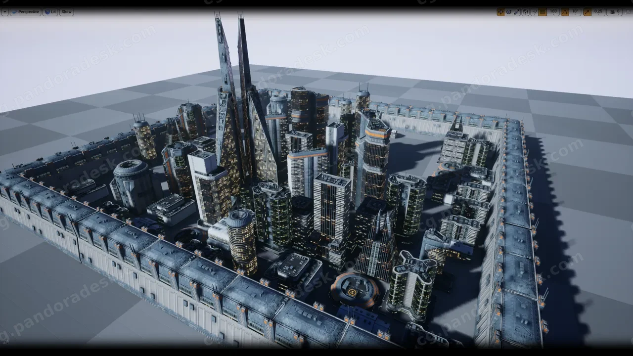 科幻现代大楼 Low Poly ModernSci-Fi Building Models
