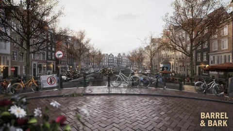 模块化阿姆斯特丹城市街道（带咖啡馆的阿姆斯特丹运河）-Modular Amsterdam City Street