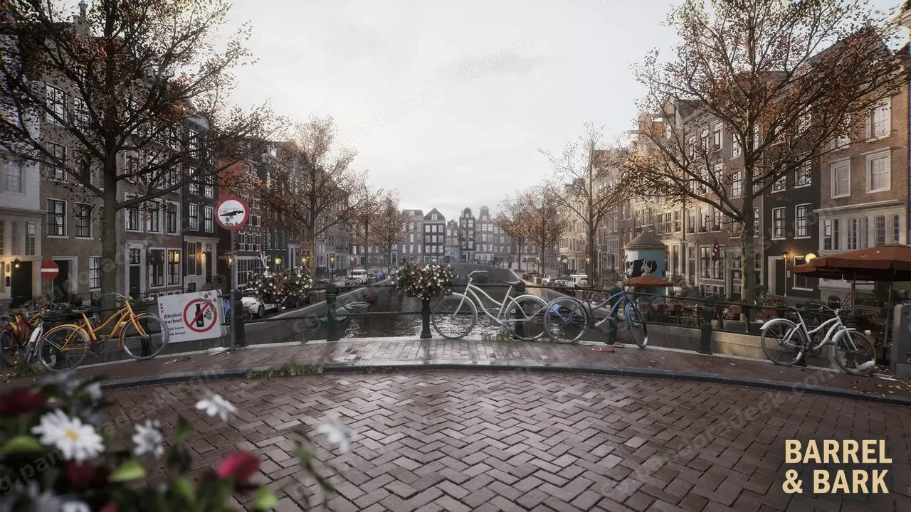 模块化阿姆斯特丹城市街道(带咖啡馆的阿姆斯特丹运河)-Modular Amsterdam City Street