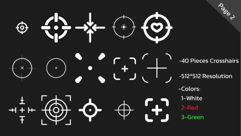 射击游戏界面简单的十字准星包 Simple Crosshairs Pack