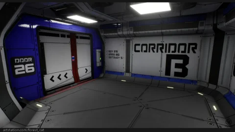 科技设施走廊通道-Modular Sci Fi Corridor B