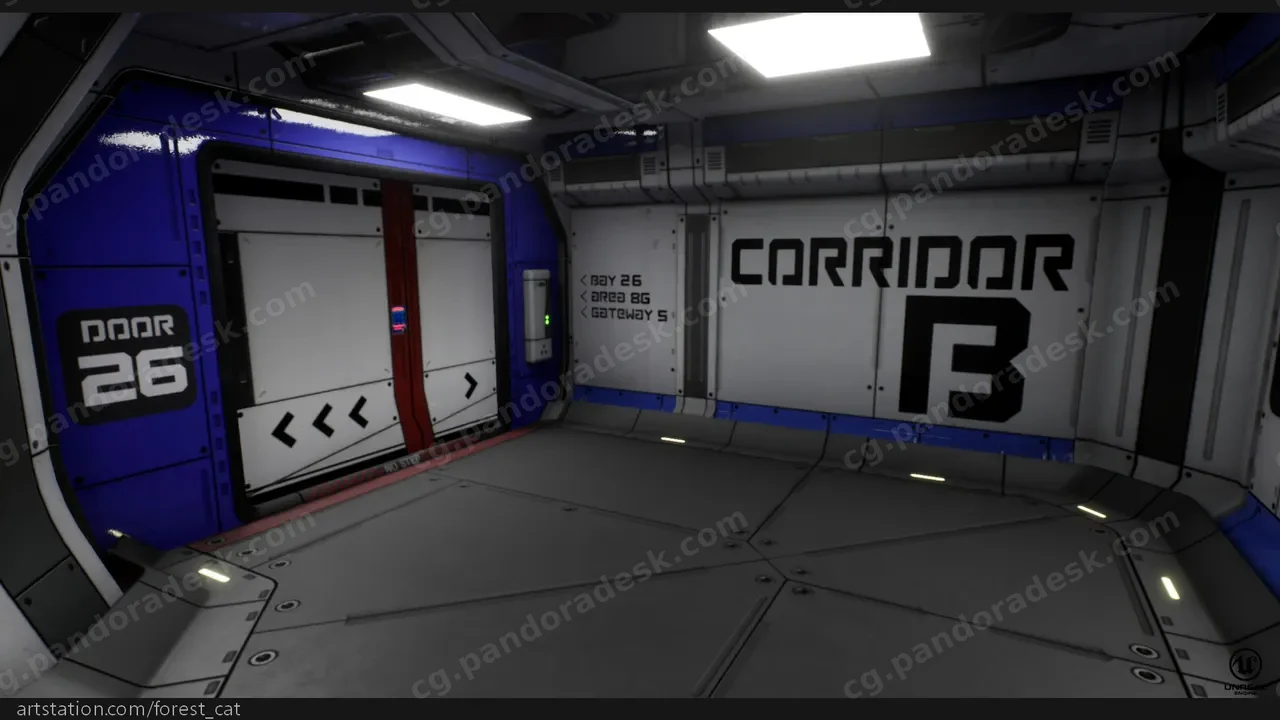 科技设施走廊通道-Modular Sci Fi Corridor B