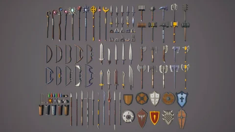 低多边形角色扮演游戏奇幻武器 Low Poly RPG Fantasy Weapons