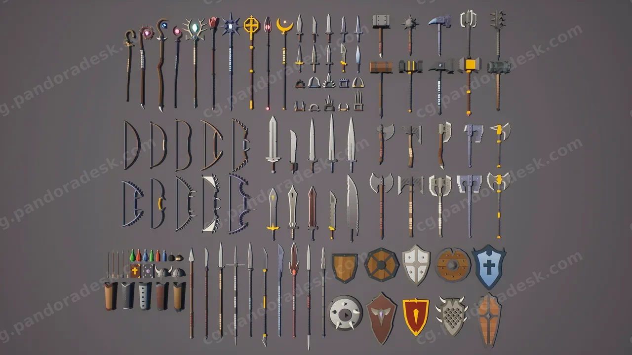 低多边形角色扮演游戏奇幻武器 Low Poly RPG Fantasy Weapons