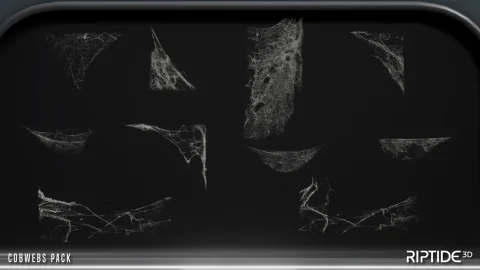 蛛网虫蛹蚕茧物件素材场景模型道具 Cobwebs Spider Webs Pack