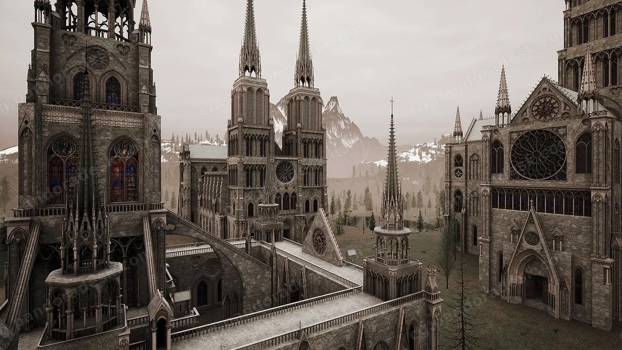 中世纪哥特式大教堂场景 Cathedrals churches