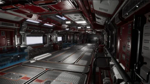 科幻宇宙飞船走廊通道-Modular sci-fi Environment A