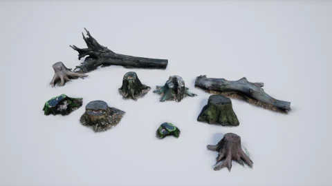 逼真树桩/树干扫描包 - Photo-scanned Realistic Tree Stumps / Trunks
