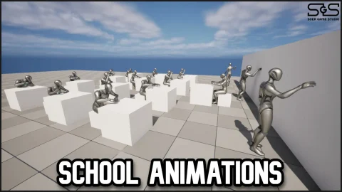 学校老师学生学习上课生活动作动画-School Animations