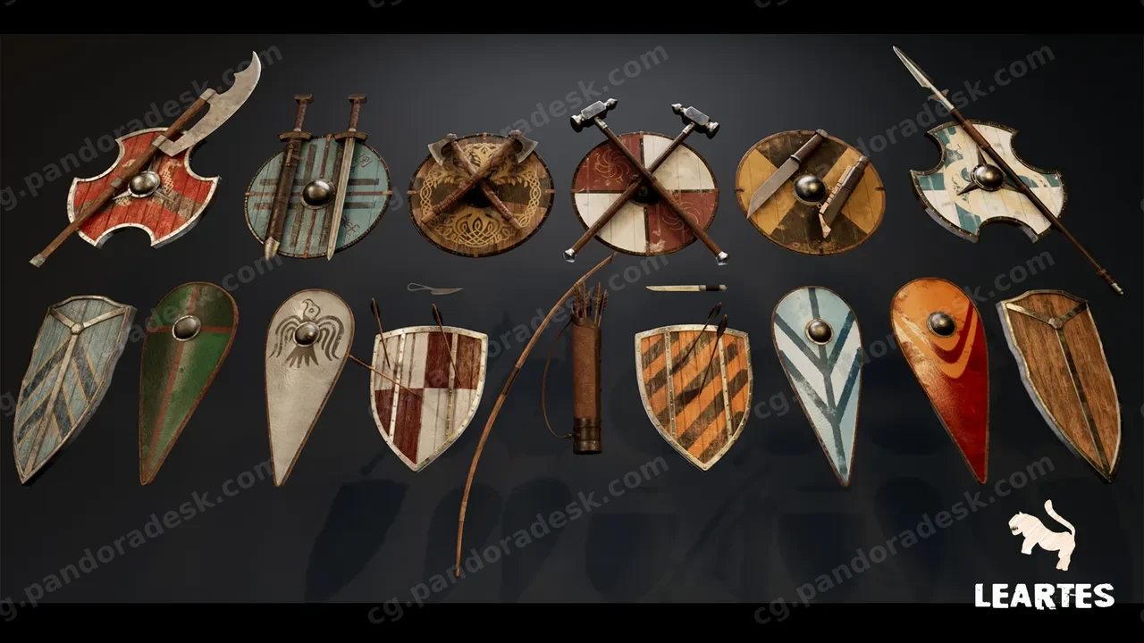 中世纪/维京武器和盾牌套装(18件) - Medieval / Viking Weapons and Shields Set (18 Pieces)