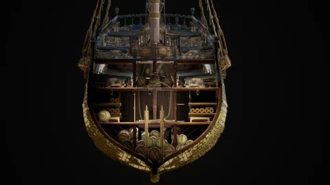 大型驱逐舰研究船模型-Ship Frigate