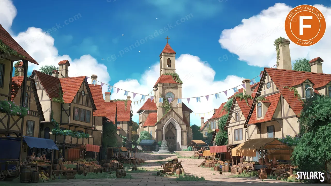 风格化的中世纪市场包 Stylized Medieval Market Fatpack