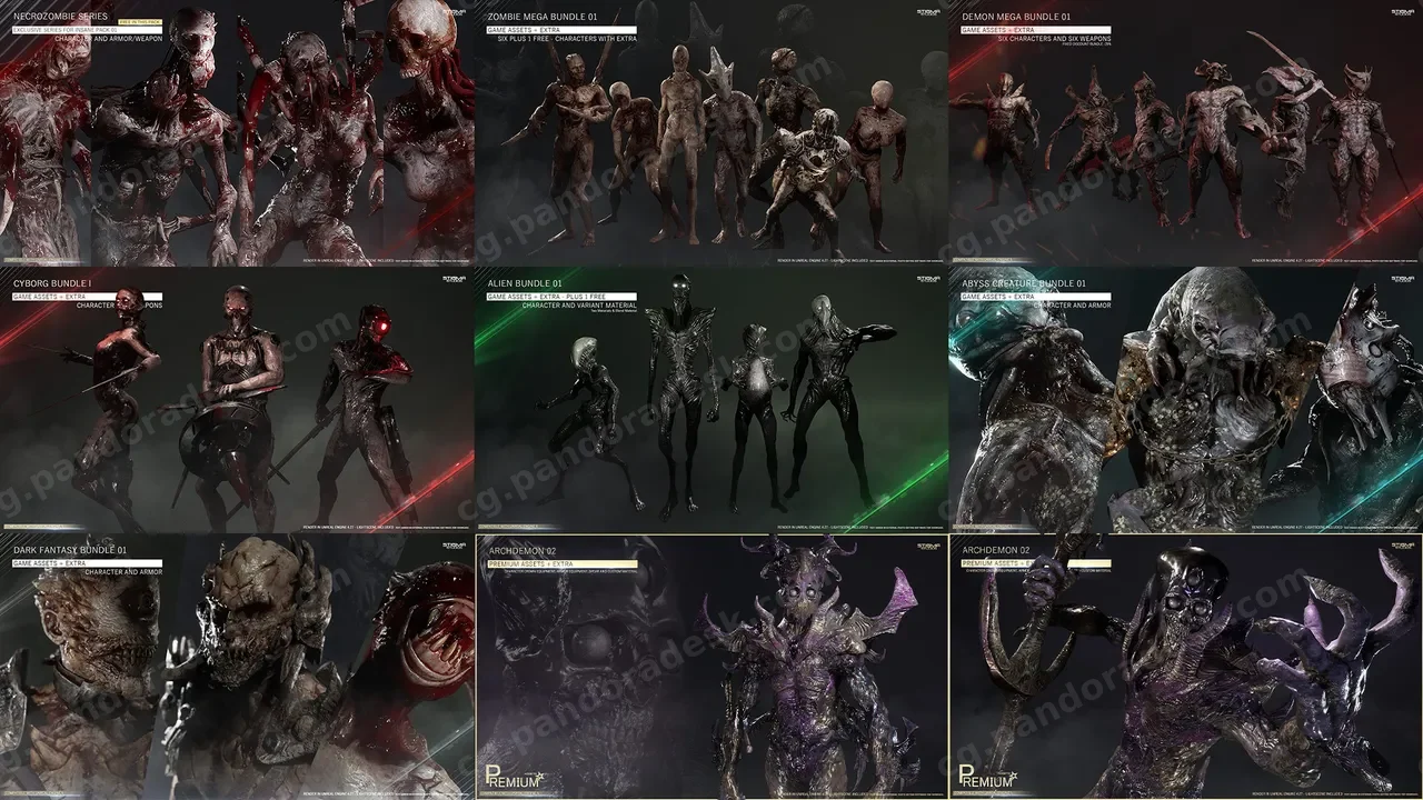 恐怖暗黑生物疯狂集合包 - Insane Pack 01 - Game Assets + Extra