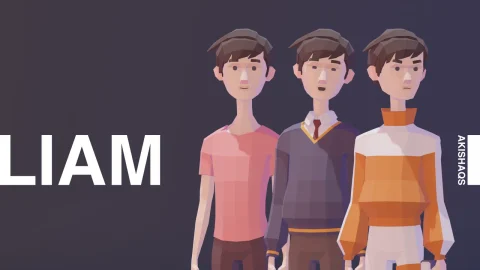 卡通多边形男孩人物角色-Liam - Lowpoly Character
