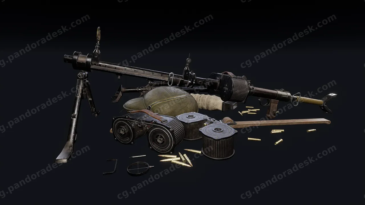 二战武器 MG-15 with Accessories (WWII German LMG)